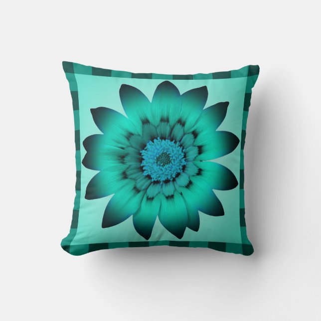 Kadet Blue Flower - Pillow Kussen (Voorkant)