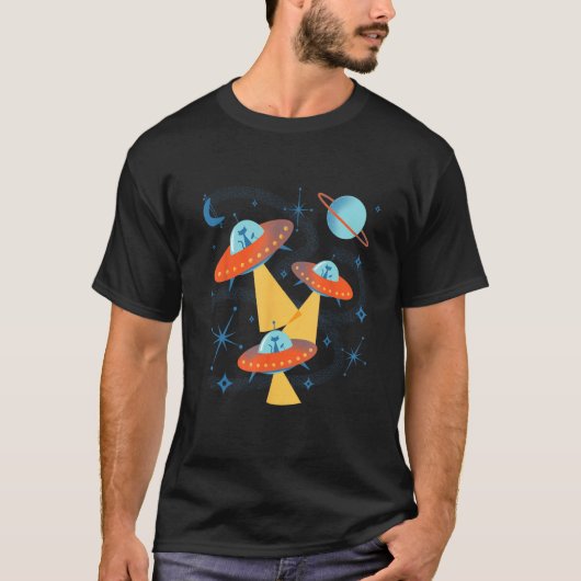 Kadetten voor atoomtijdperk in Retro Flying Sauce T-shirt (Voorkant)