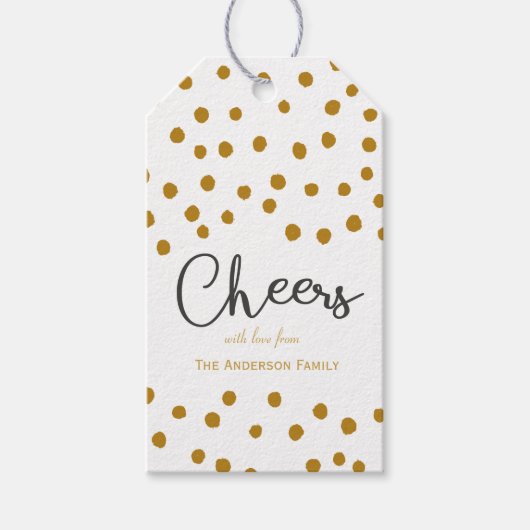 Kado cadeautags met stippen en 'proost' cadeaulabel (Voorkant)