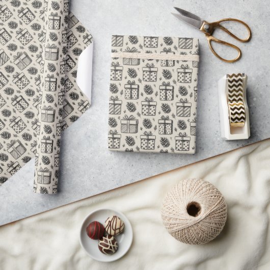Kado & Dennenkegels Inpakpapier (Crafts)