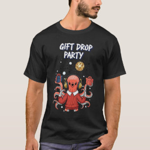 Kado Drop Party DJ Octopus Kerst Dans T-Shirt