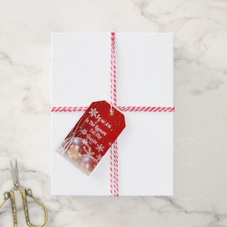 Kado-etiket Jezus is de reden Kerstmis Rood/Wit Cadeaulabel