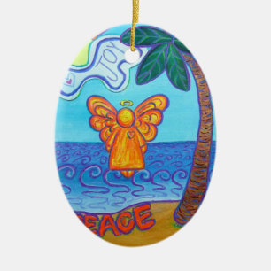 Kado kerstboomversiering engel vreugde en vrede st keramisch ornament