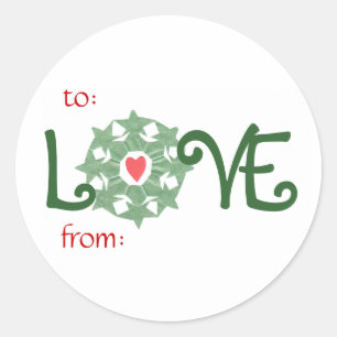 Kado-labels voor liefde tijdens de feestdagen / ca ronde sticker