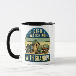 Kado voor opa die vogels kijkt vintage mok