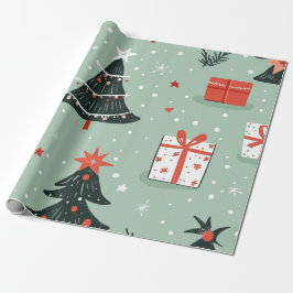 Kadopapier kerst blauw cadeaupapier