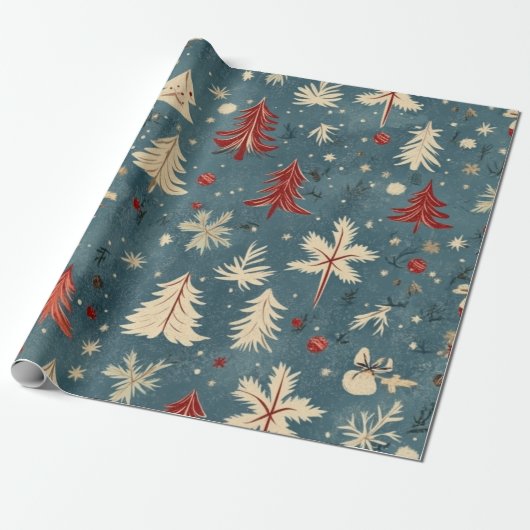 Kadopapier kerst blauw cadeaupapier (Uitgerold)