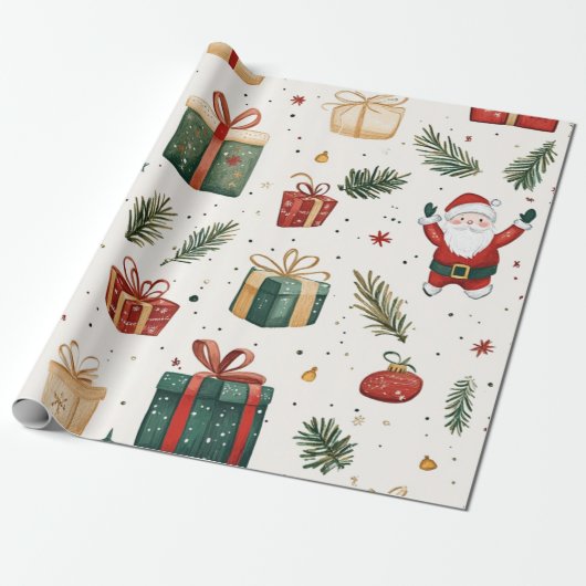 Kadopapier kerst santa cadeaupapier (Uitgerold)