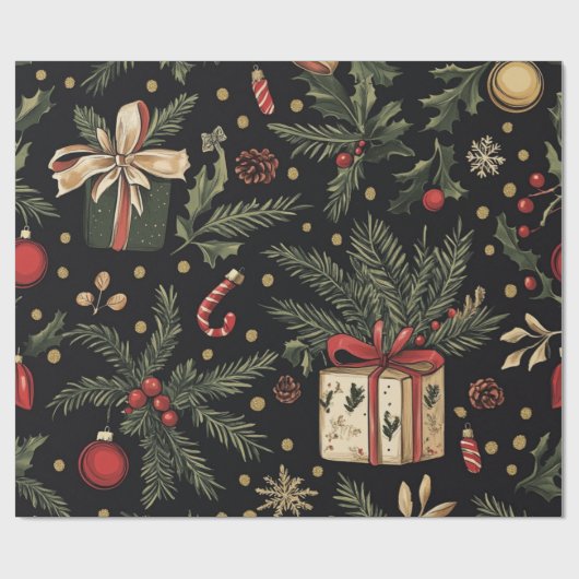 Kadopapier kerst zwart cadeaupapier (Vlak)