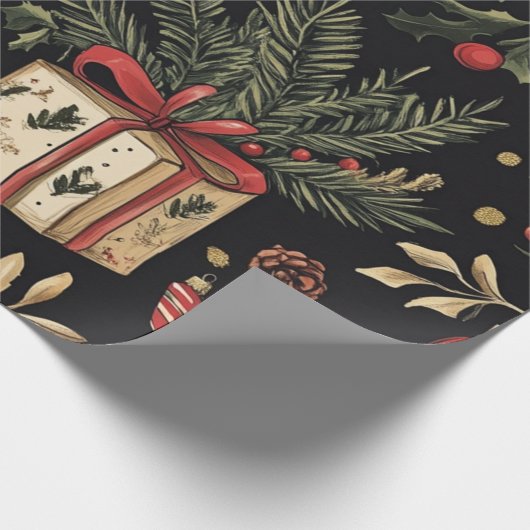 Kadopapier kerst zwart cadeaupapier (Hoek)