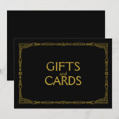 "Kado's en Kaarten" Goud Art Deco Stijl Trouwbord Kaart (Voorkant / Achterkant)