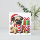 Kado's voor Pug met Kerst Feestdagenkaart (Staand voorkant)