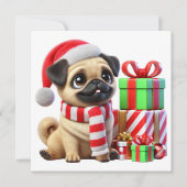 Kado's voor Pug met Kerst Feestdagenkaart (Voorkant)