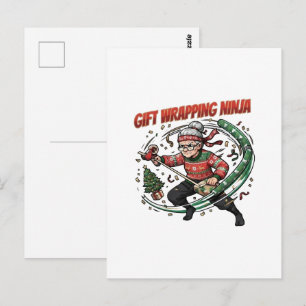Kadoverpakkende Ninja Kerstvakantie Ontwerp Briefkaart