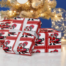 Kadoverpakking met ouderwetse Kerstman en kachelpi