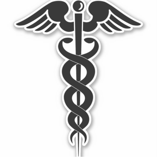 kaduceus-medisch symbool-medisch-logo sticker (Voorkant)