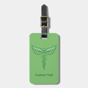 Kaduceus met bladeren bagagelabel
