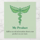 Kaduceus met bladeren wijn etiket (Enkel label)