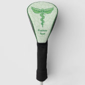 Kaduceus met lederen achtergrond golfheadcover (Voorkant)