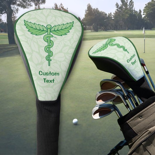 Kaduceus met lederen achtergrond golfheadcover