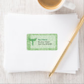Kaduceus met lederen achtergrondetiket etiket (Insitu)