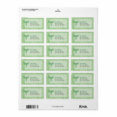 Kaduceus met lederen achtergrondetiket etiket (Full Sheet)