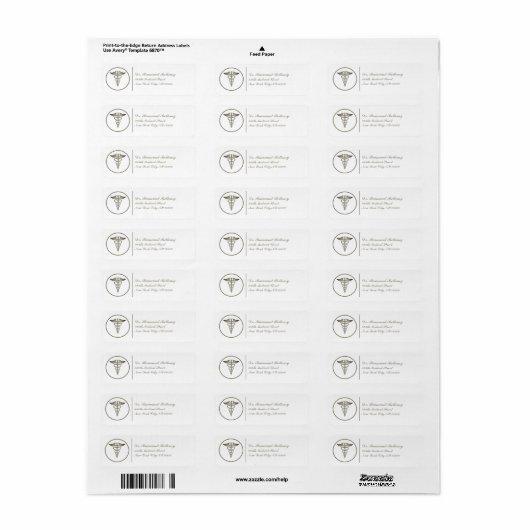 Kaduceus Return Address Label (Full Sheet)