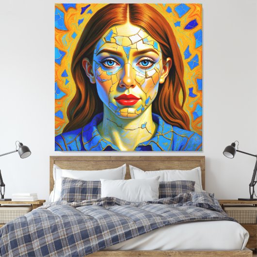“Kaela” - Patroon van een verleden Canvas Afdruk (Insitu (Slaapkamer))