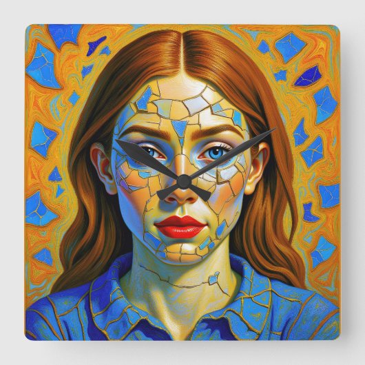 “Kaela” - Pattern of a Past Vierkante Klok (Voorkant)