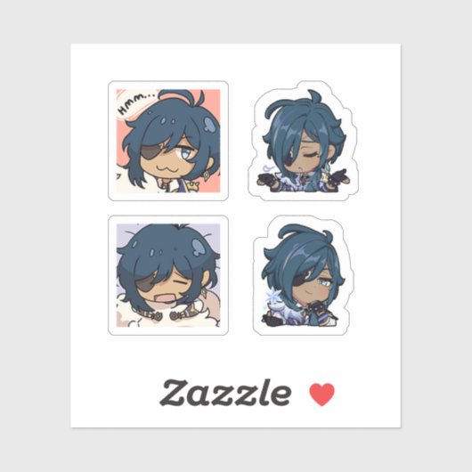 Kaeya Genshin Impact 4 stuks stickerblad Sticker (Vel)