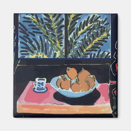 Kaf met sinaasappels en koffie magneet