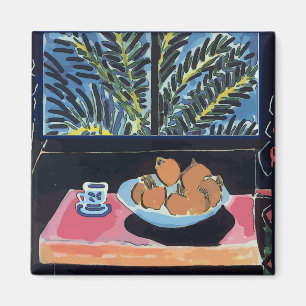 Kaf met sinaasappels en koffie magneet