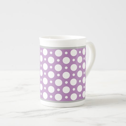 Kafe Paarse gesorteerde poka Dots Bone China Mok (Voorkant rechts)