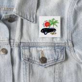 Käfer Fan Buttonnen Vierkante Button 5,1 Cm (In situ)