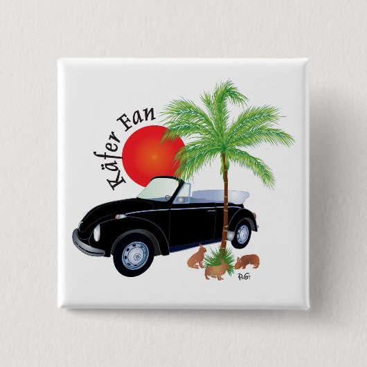 Käfer Fan Buttonnen Vierkante Button 5,1 Cm (Voorkant)