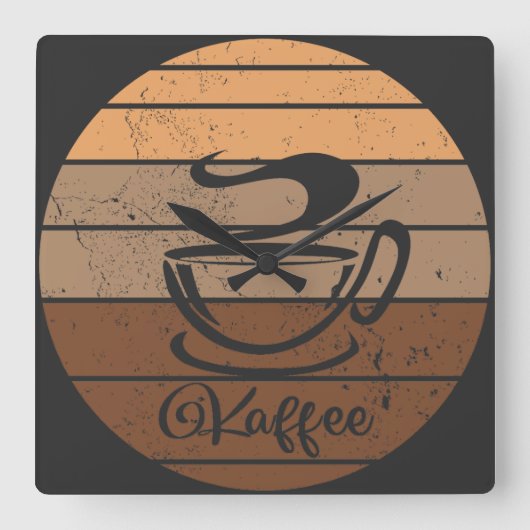 Kaffee Design Vierkante Klok (Voorkant)