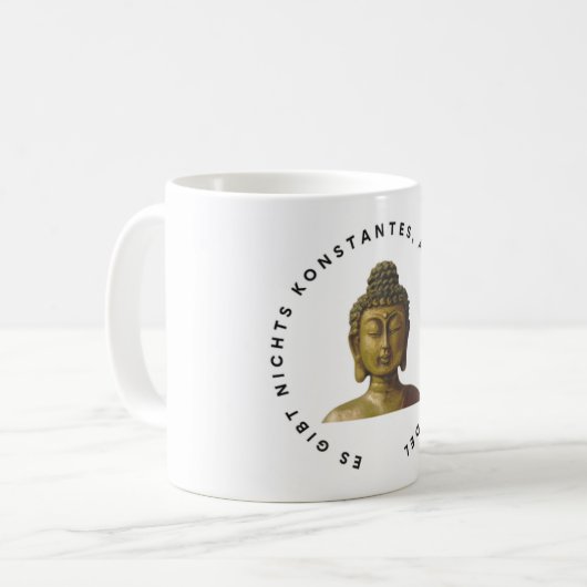 Kaffee- oder Teetasse, Buddha-Zitat auf Deutsch Koffiemok (Voorkant links)