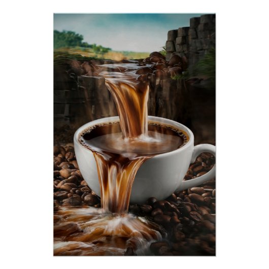 Kaffee-Wasserfall Poster | Surrealistisch (Voorkant)