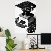 Kaffeemühle Schwarz Weiß Küchenbild Poster (Thuiskantoor)