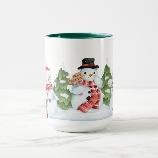 Kaffeepott mit süssen Schneemännchen Mok (Midden)