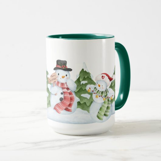 Kaffeepott mit süssen Schneemännchen Mok (Voorkant rechts)