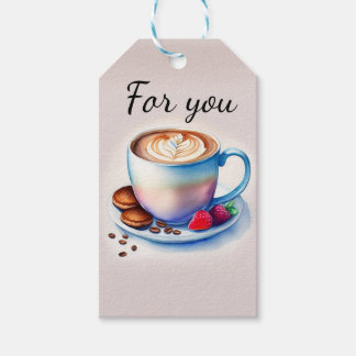 Kaffeetasse Aquarellmalerei Cadeaulabel