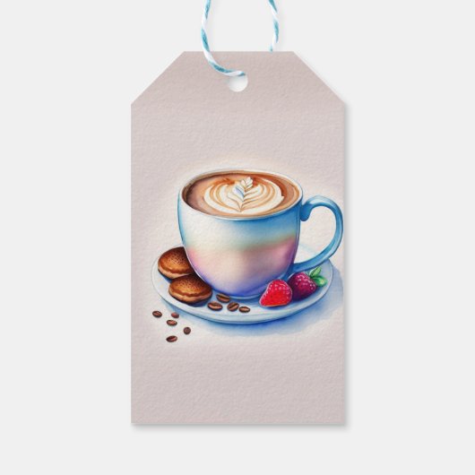 Kaffeetasse Aquarellmalerei Cadeaulabel (Achterkant)