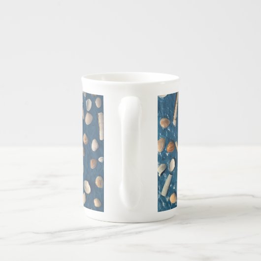 Kaffeetasse mit eigens gestaltetem Muschel Motiv Porselein Kop (Achterkant)