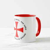 Kaffeetasse mit Templerkreuz und Templermotto Mok (Voorkant rechts)