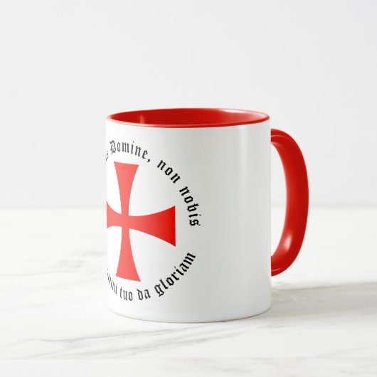 Kaffeetasse mit Templerkreuz und Templermotto Mok (Voorkant rechts)