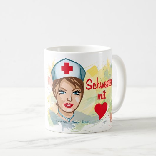 Kaffeetasse - Schwester mit Herz Koffiemok (Voorkant rechts)