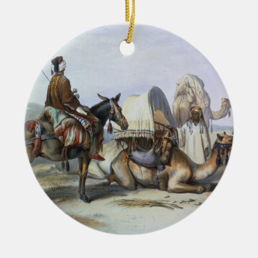 Kafila met een Camel Bearing a Hodesh, illustratie Keramisch Ornament (Voorkant)