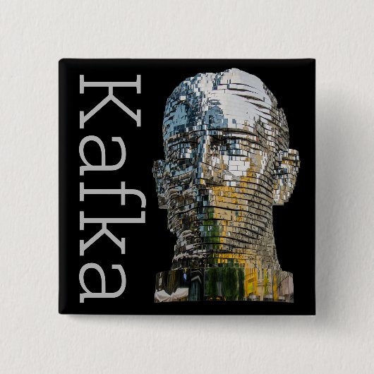 Kafka Head Vierkante Button 5,1 Cm (Voorkant)