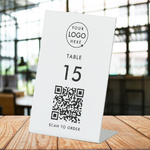 Kaftasten van tabelnummer QR Code Restaurant Cafe Reclamebord Met Voetstuk